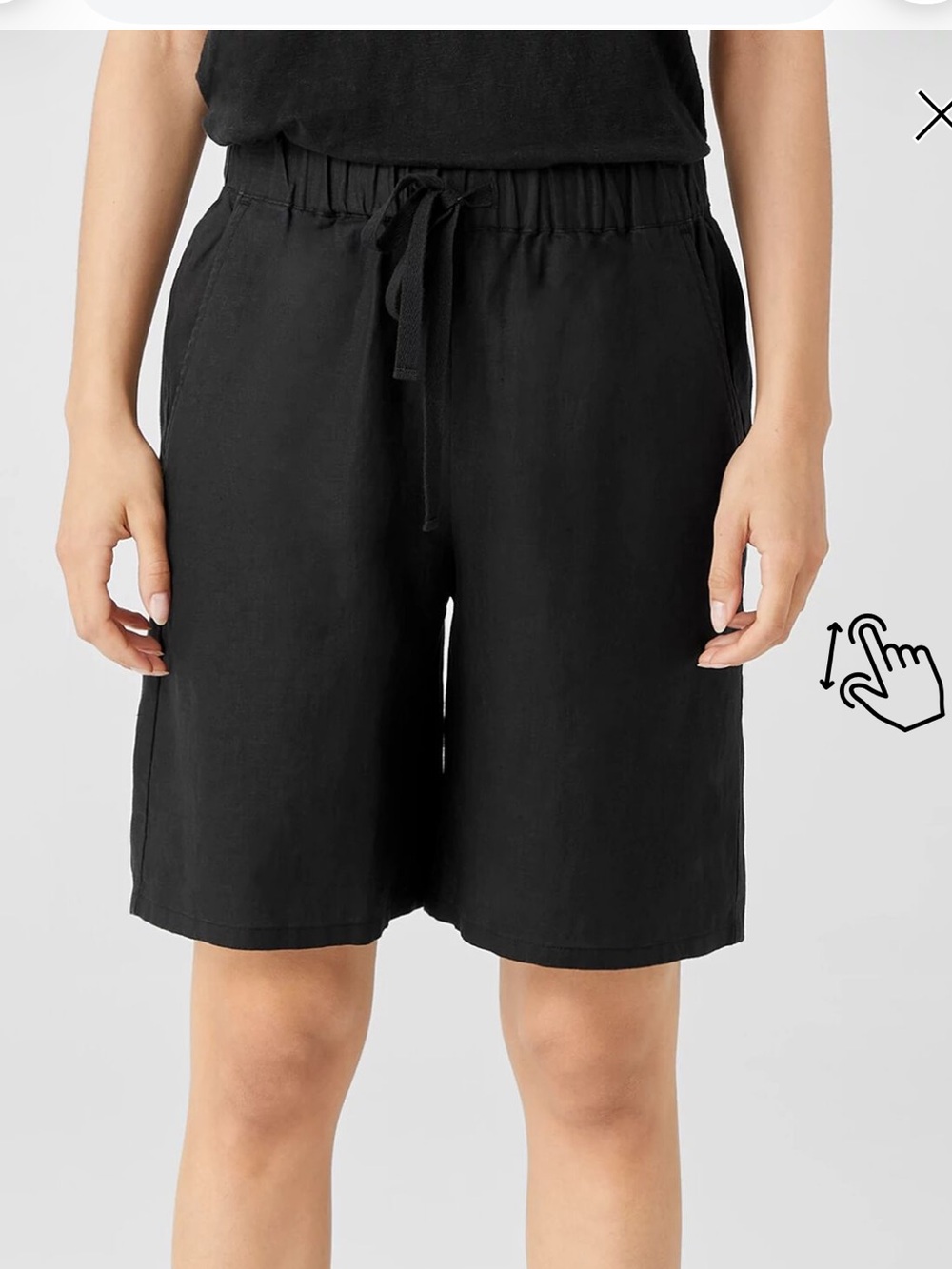 Eileen Fisher Organic Linen Drawstring Black Shorts size XL
